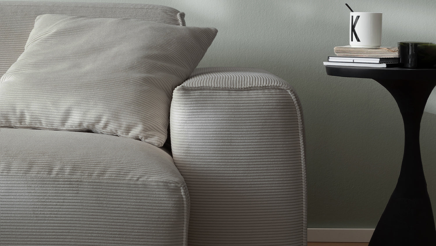 KAWOLA Sofa RANI 3-Sitzer Feincord grau