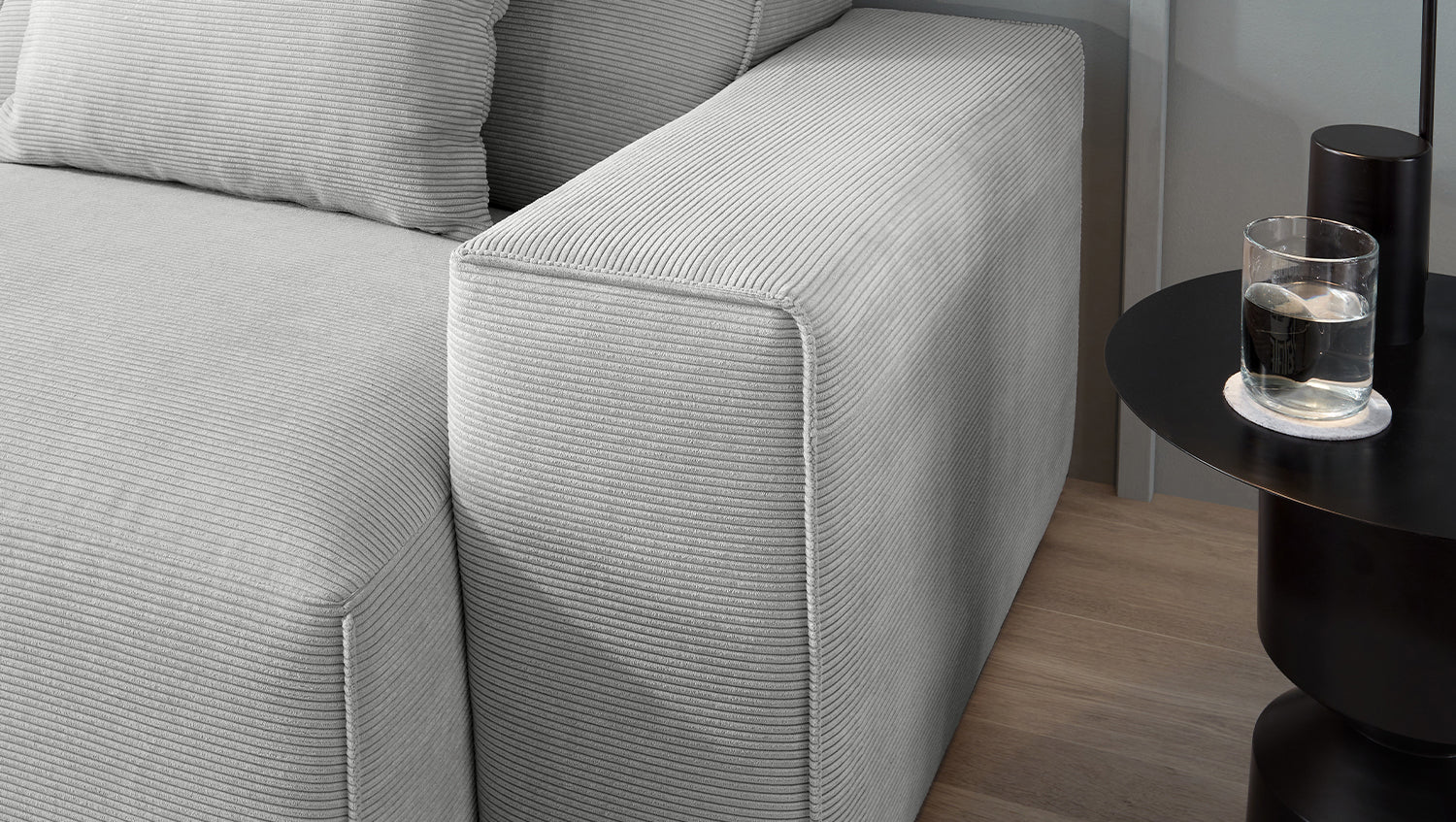 KAWOLA Sofa RANI 3-Sitzer Feincord silber
