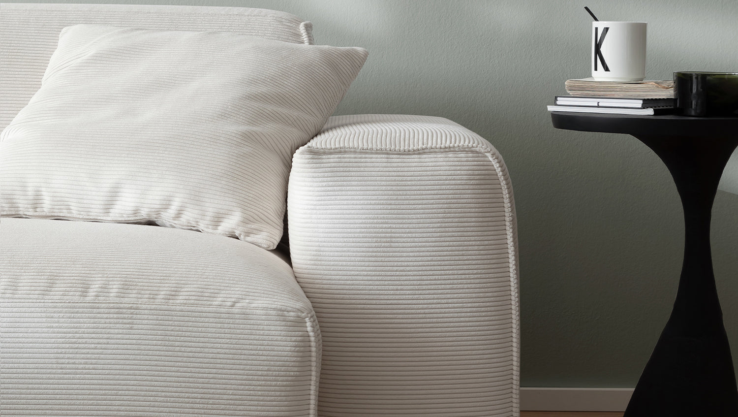 KAWOLA Sofa RANI 3-Sitzer Feincord silber