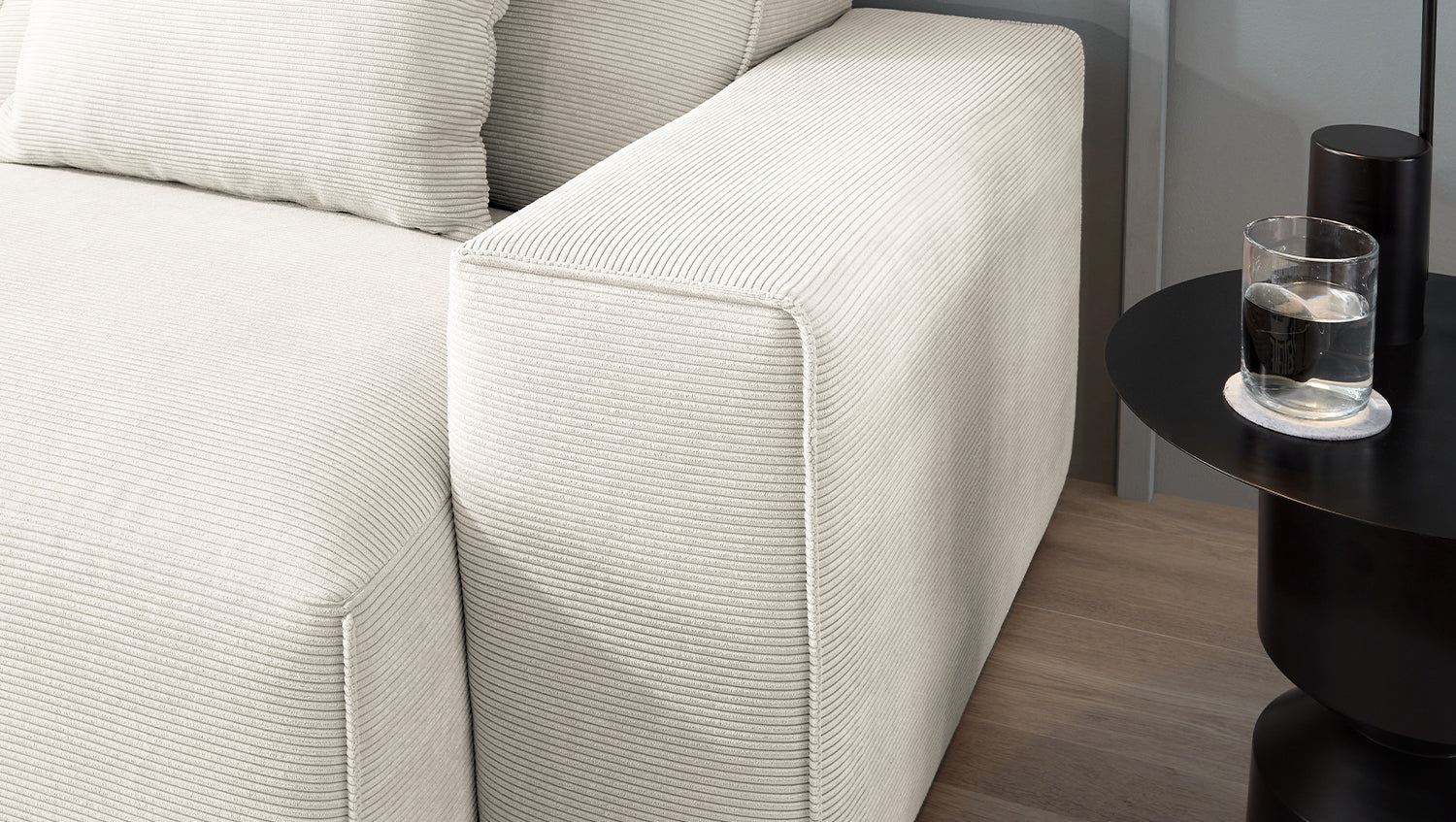 KAWOLA Sofa RANI 3-Sitzer Feincord weiß