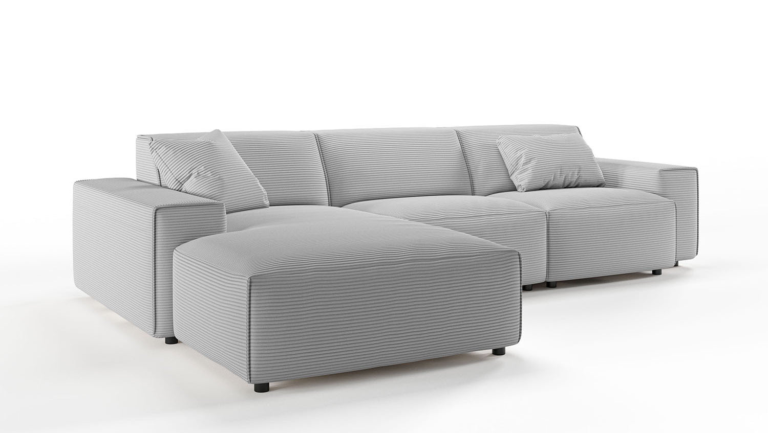 KAWOLA Sofa RANI Ecksofa Cord hellgrau