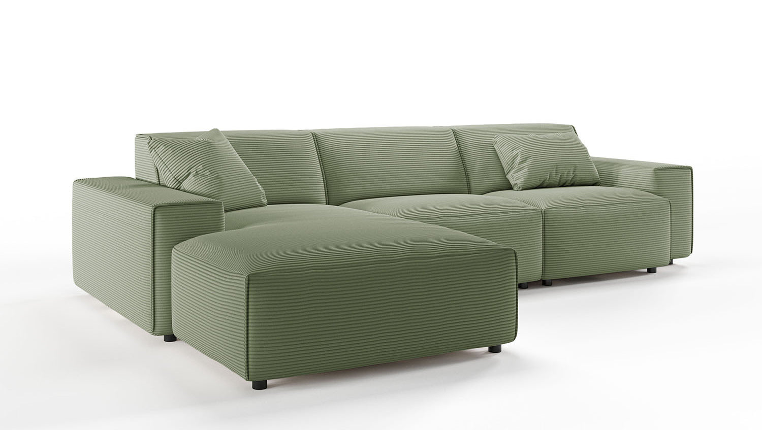 KAWOLA Sofa RANI Ecksofa Cord olivgrün