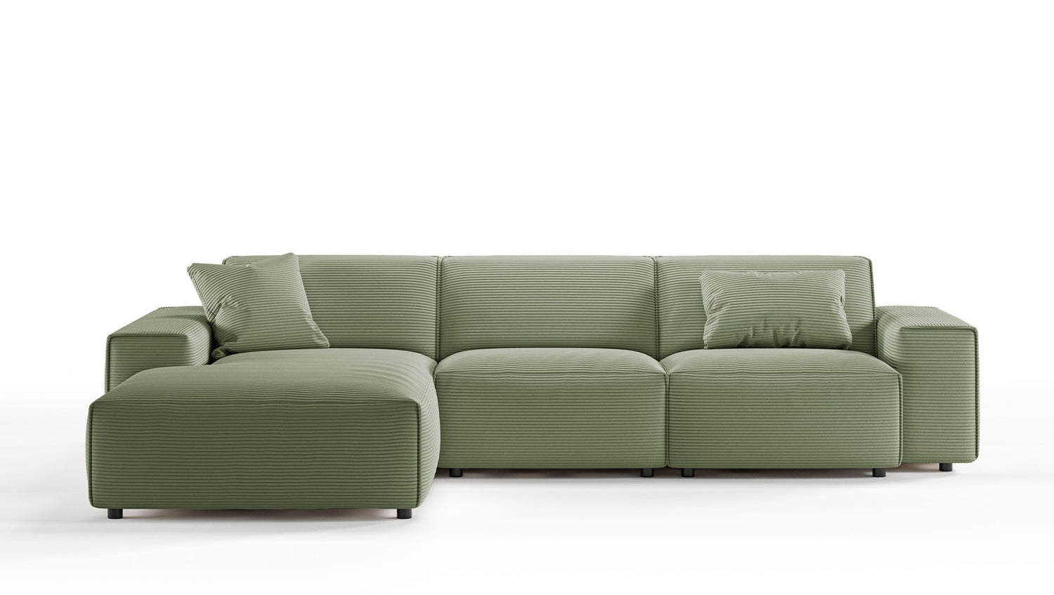 KAWOLA Sofa RANI Ecksofa Cord olivgrün