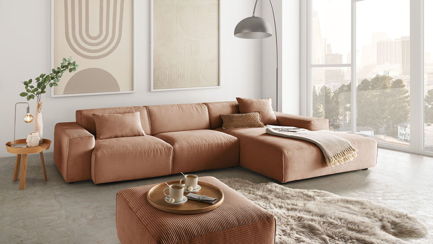 KAWOLA Sofa RANI Ecksofa Cord rost, Rechts