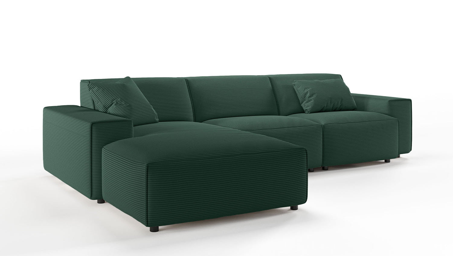 KAWOLA Sofa RANI Ecksofa Cord smaragd