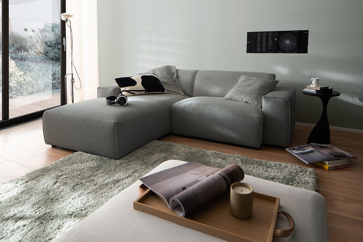 KAWOLA Sofa RANI Ecksofa Feincord anthrazit, Links