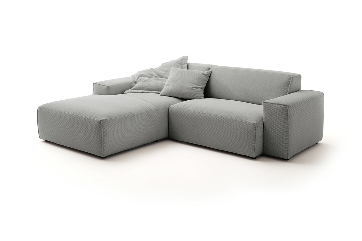 KAWOLA Sofa RANI Ecksofa Feincord grau