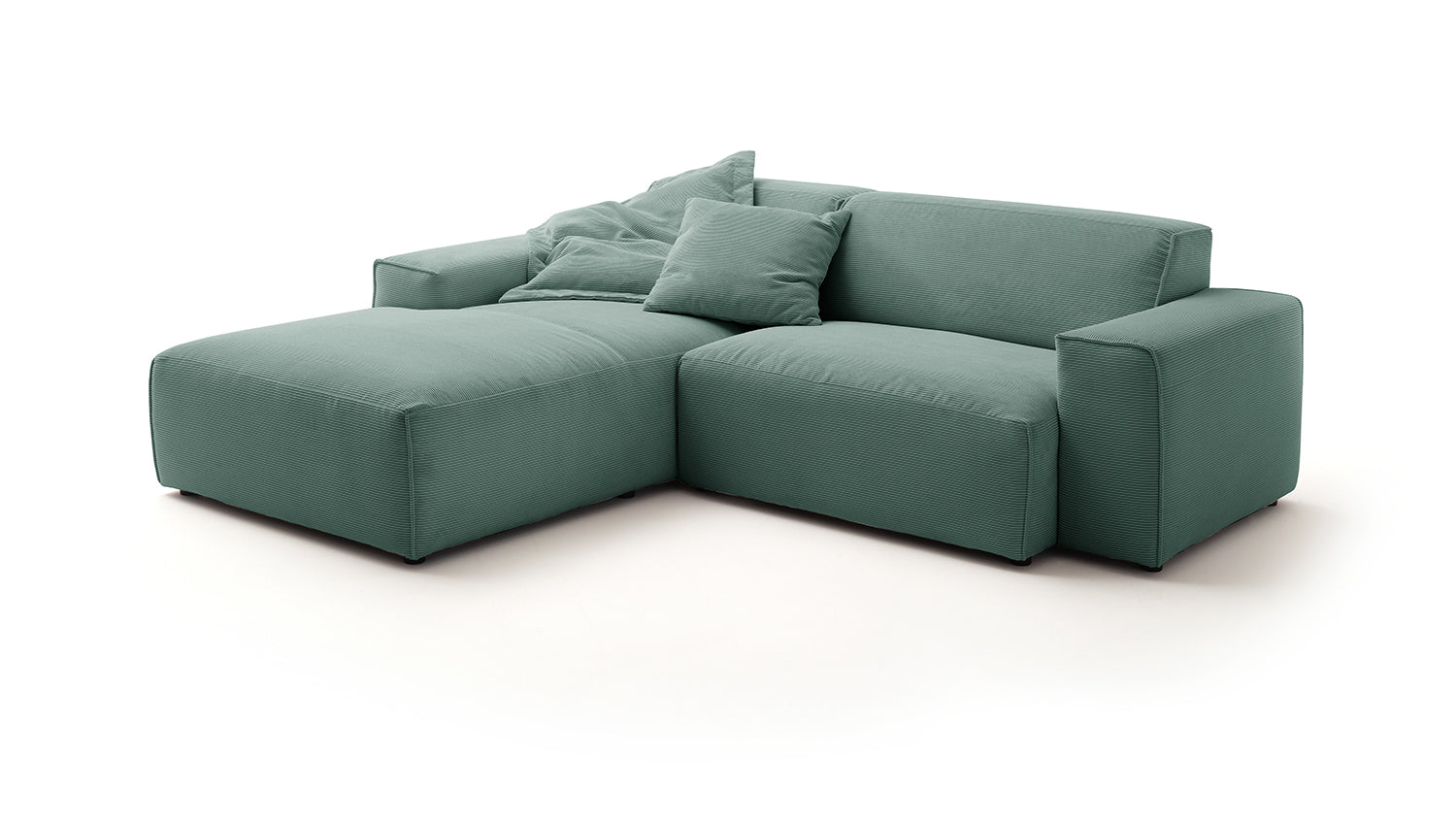 KAWOLA Sofa RANI Ecksofa Feincord grün
