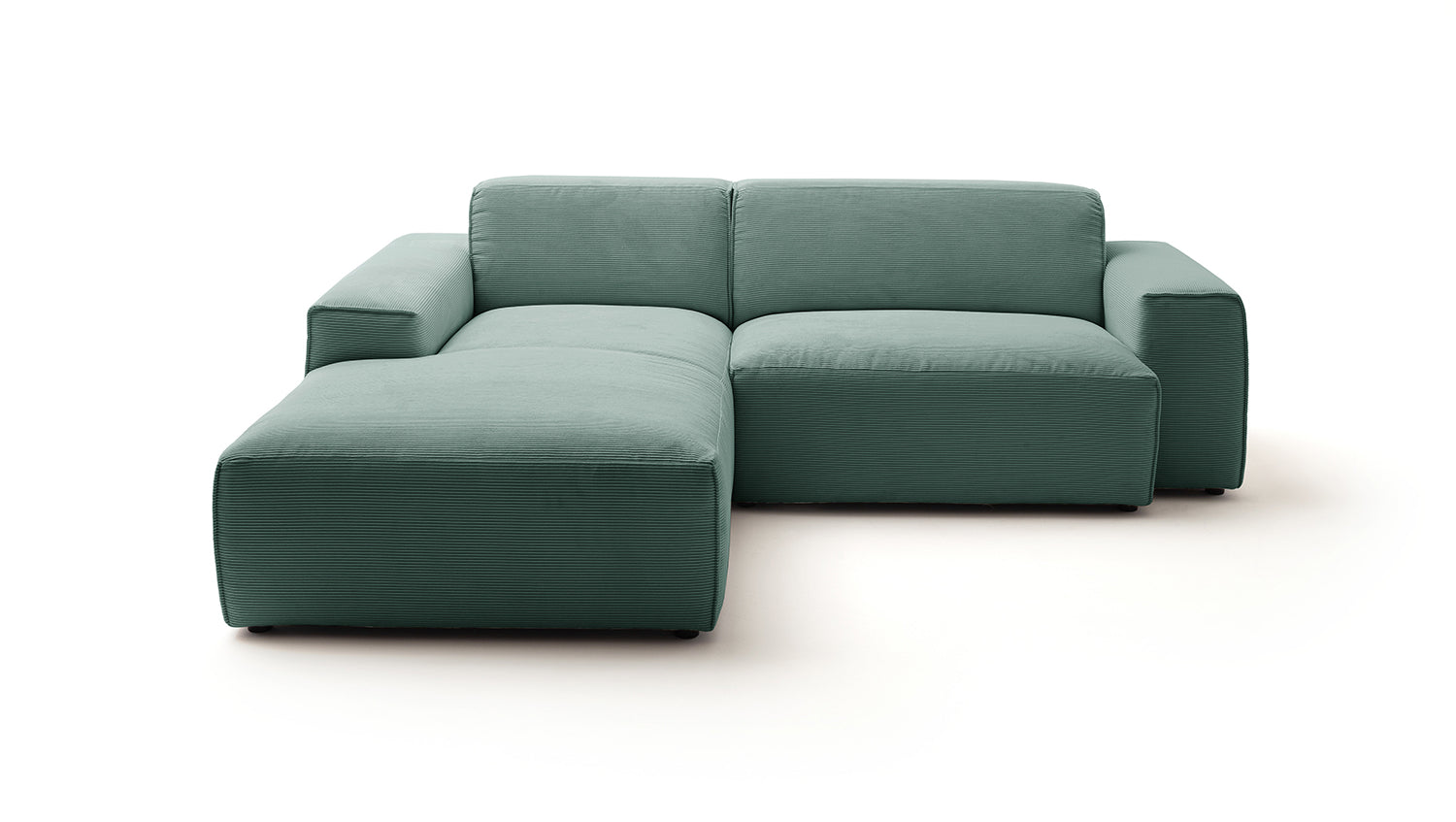 KAWOLA Sofa RANI Ecksofa Feincord grün