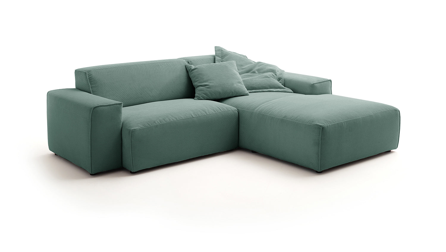 KAWOLA Sofa RANI Ecksofa Feincord grün