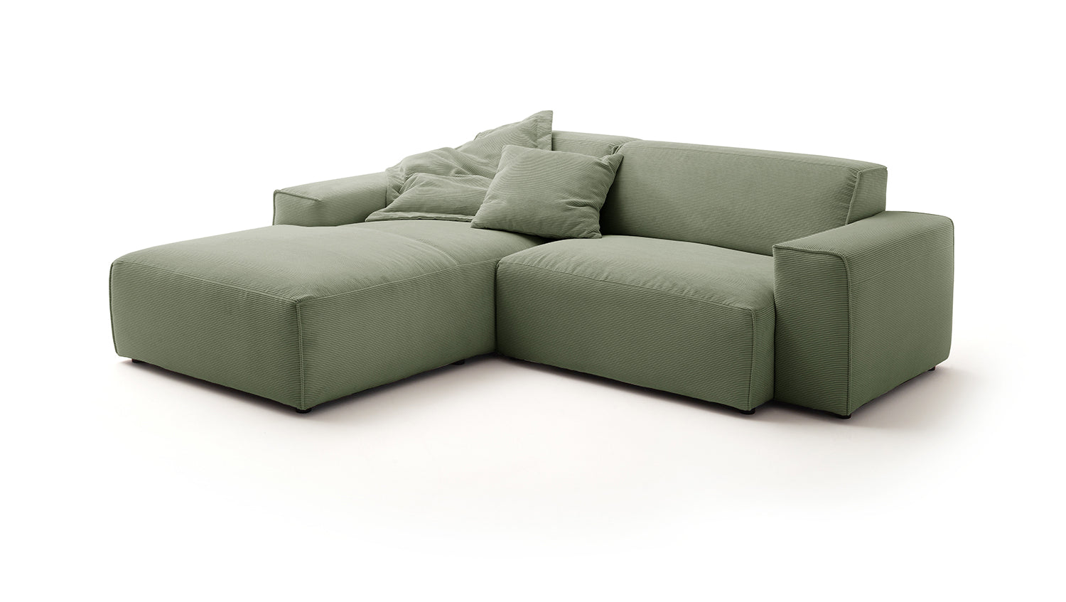 KAWOLA Sofa RANI Ecksofa Feincord olivgrün