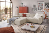 KAWOLA Sofa RENO Ecksofa Feincord beige, Links, Relaxfunktion