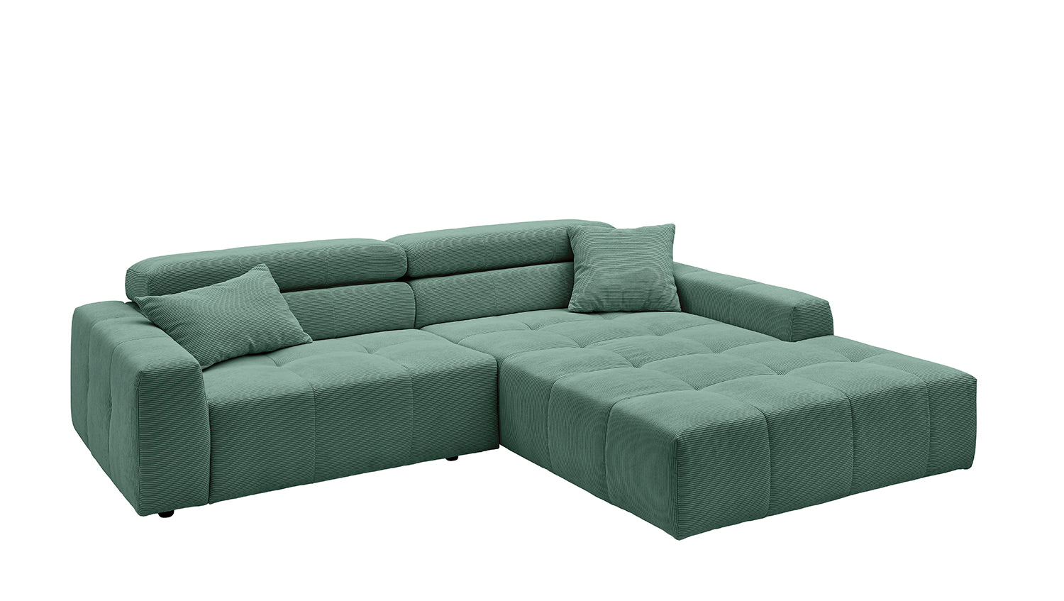 KAWOLA Sofa RENO Ecksofa Feincord grün