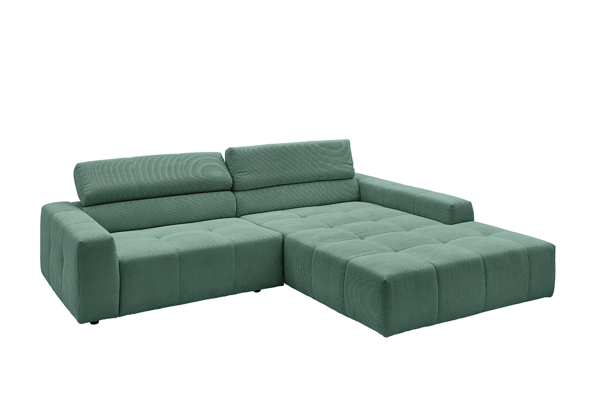 KAWOLA Sofa RENO Ecksofa Feincord grün