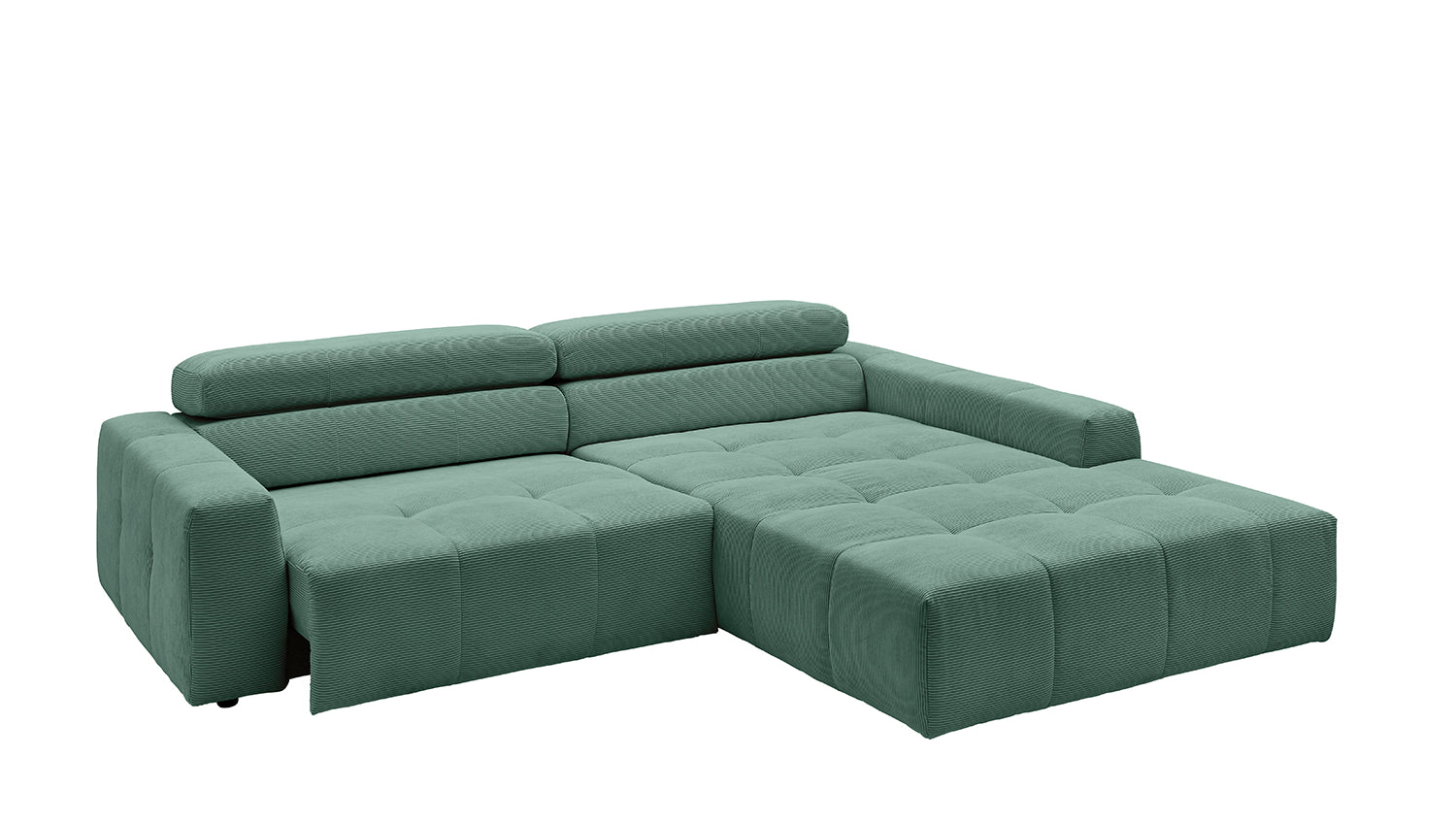 KAWOLA Sofa RENO Ecksofa Feincord grün