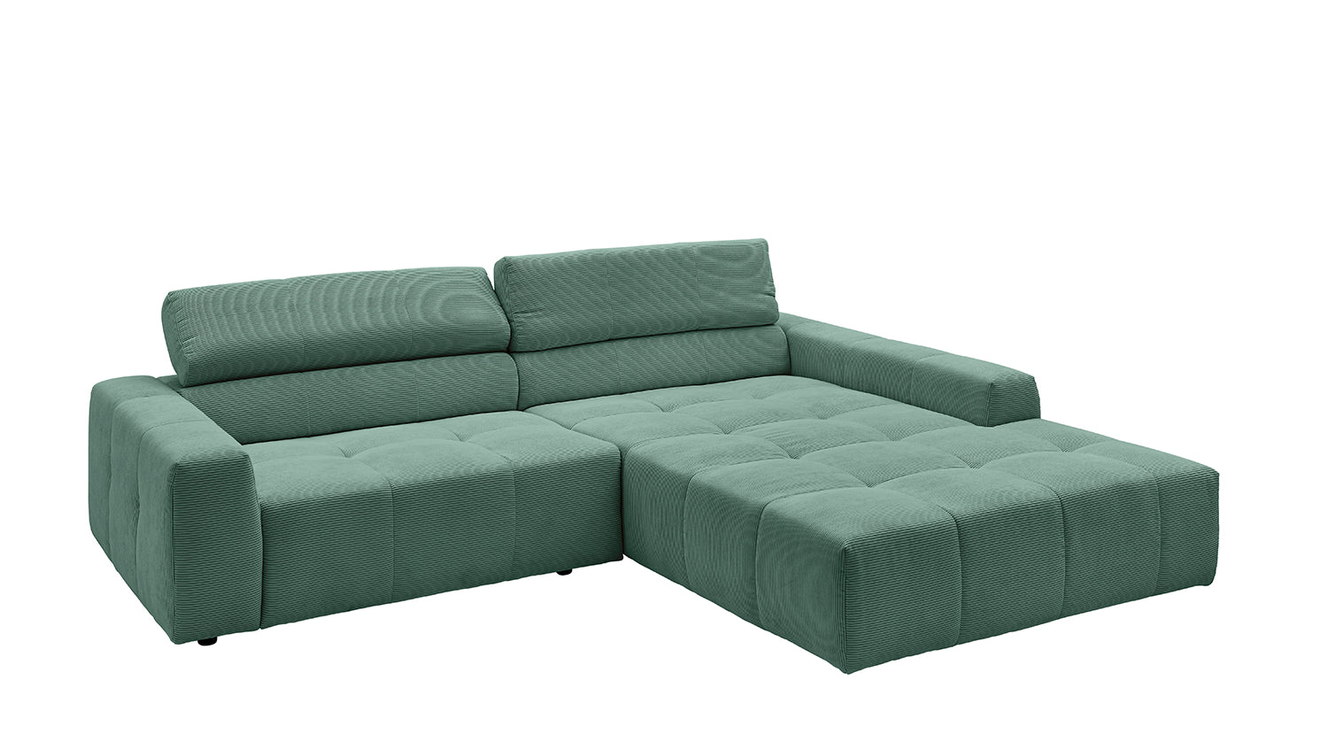 KAWOLA Sofa RENO Ecksofa Feincord grün