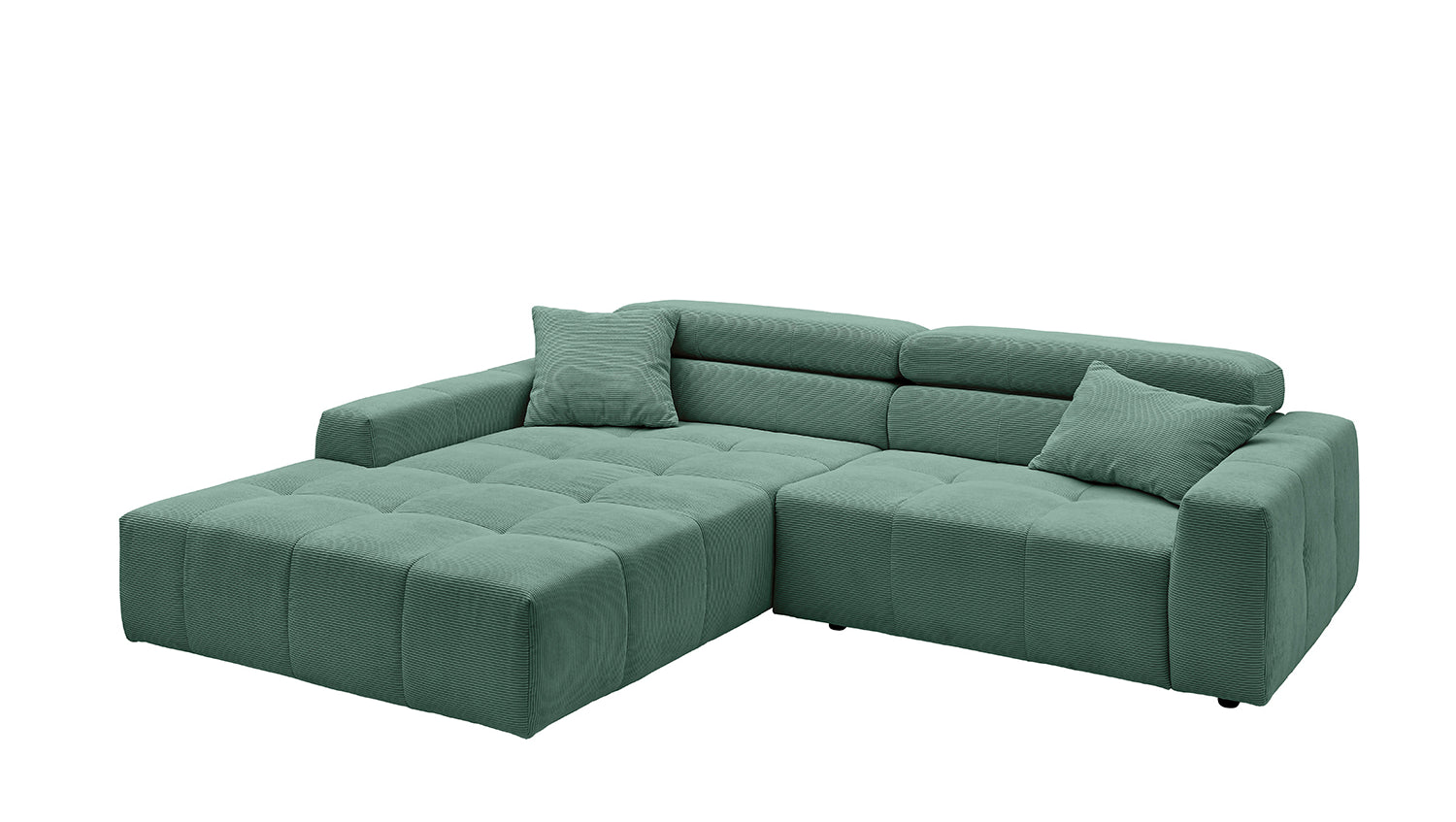KAWOLA Sofa RENO Ecksofa Feincord grün