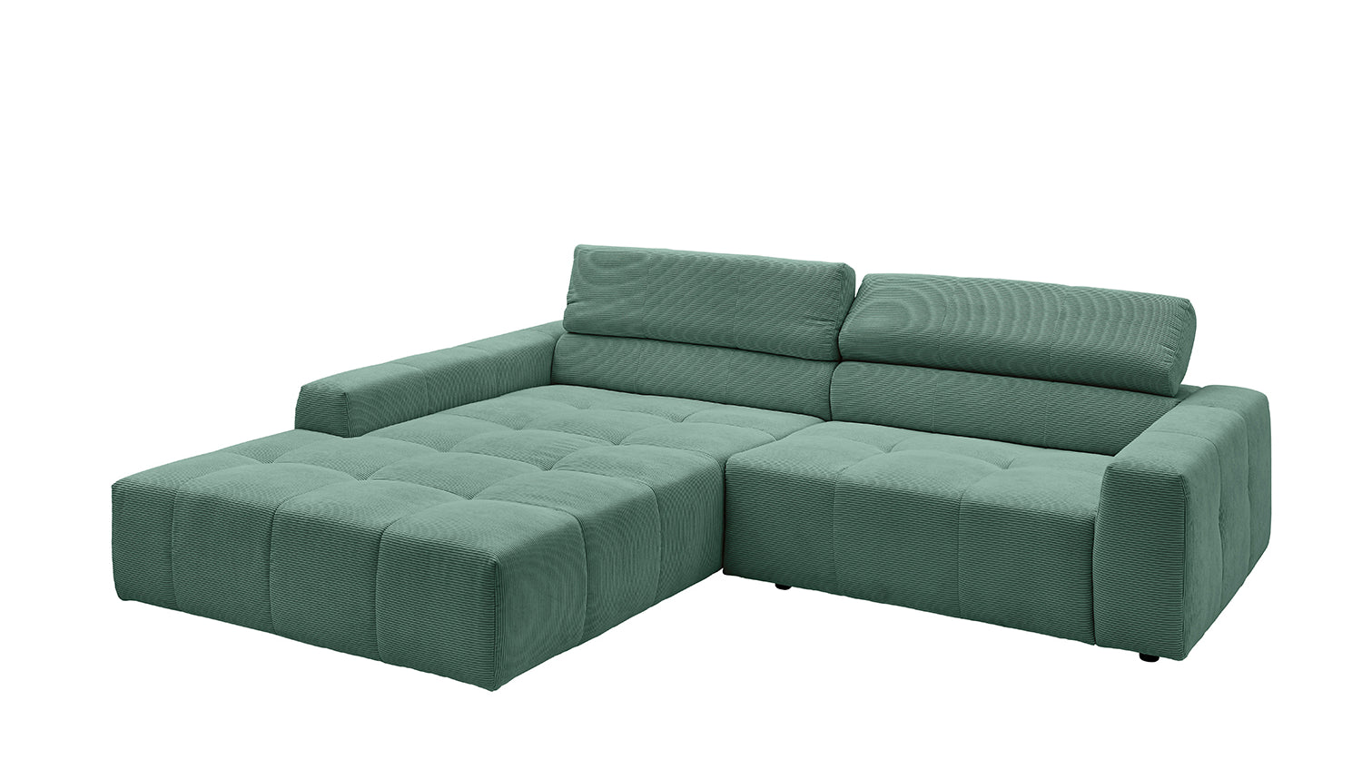 KAWOLA Sofa RENO Ecksofa Feincord grün