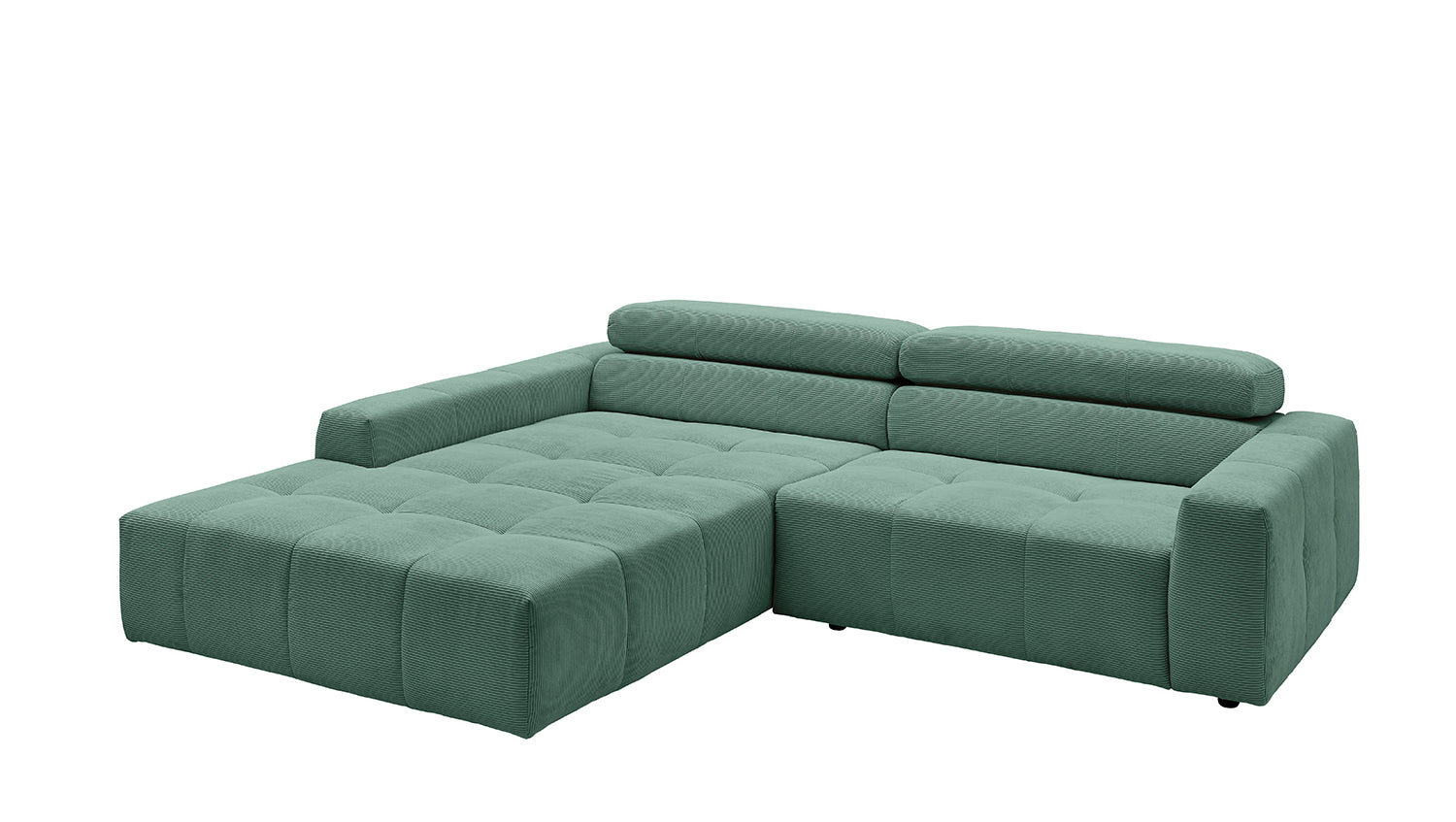 KAWOLA Sofa RENO Ecksofa Feincord grün
