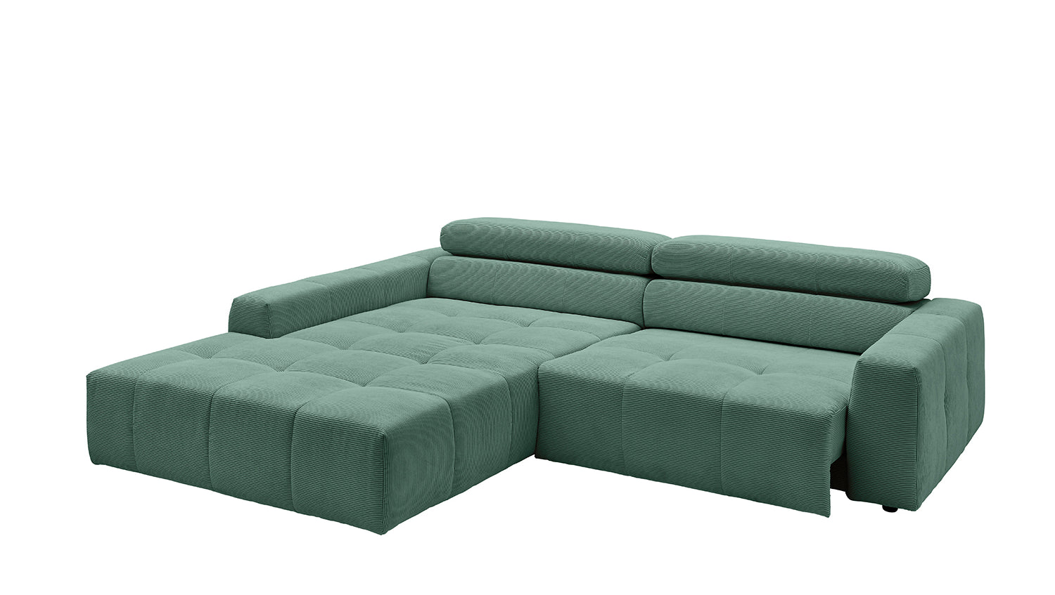 KAWOLA Sofa RENO Ecksofa Feincord grün