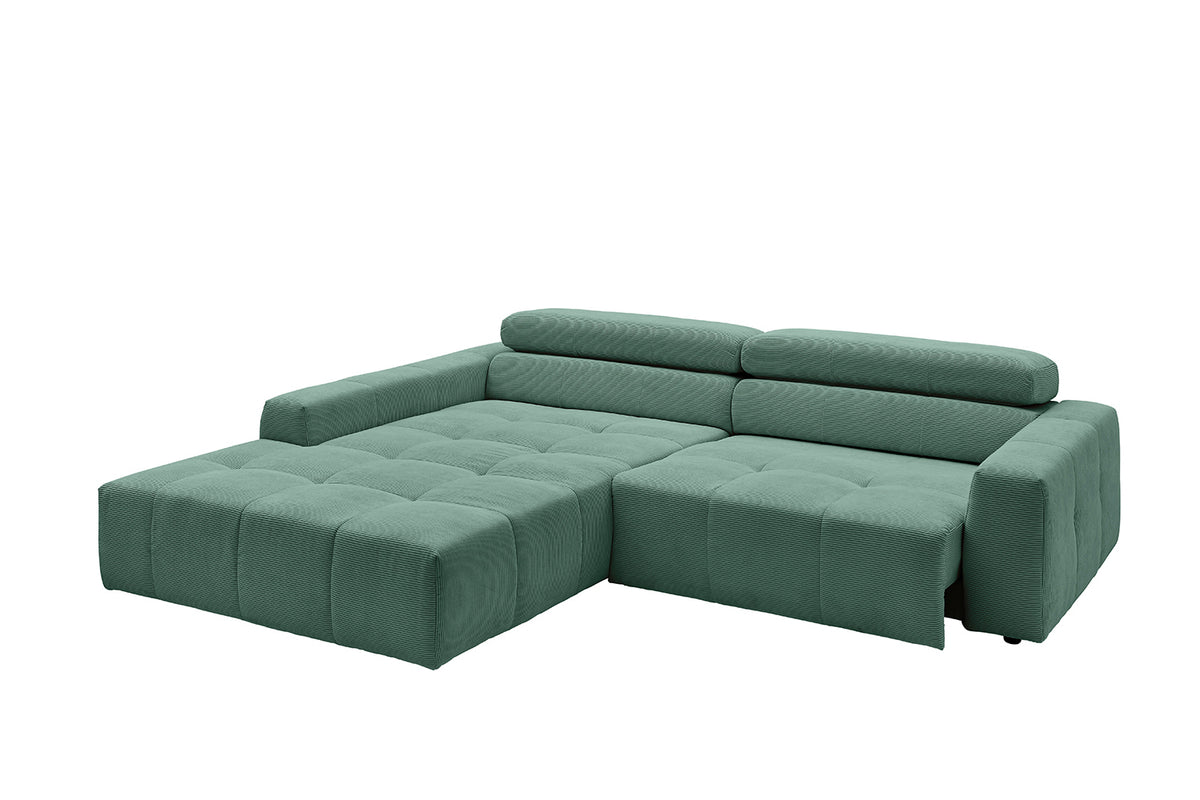 KAWOLA Sofa RENO Ecksofa Feincord grün