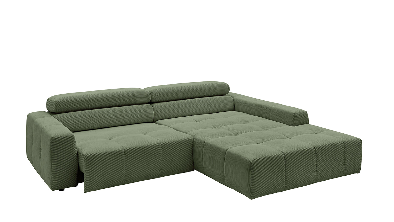 KAWOLA Sofa RENO Ecksofa Feincord olivgrün