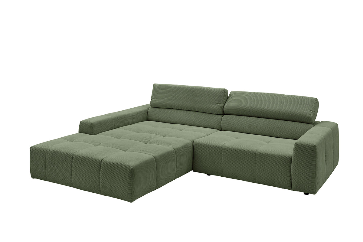 KAWOLA Sofa RENO Ecksofa Feincord olivgrün