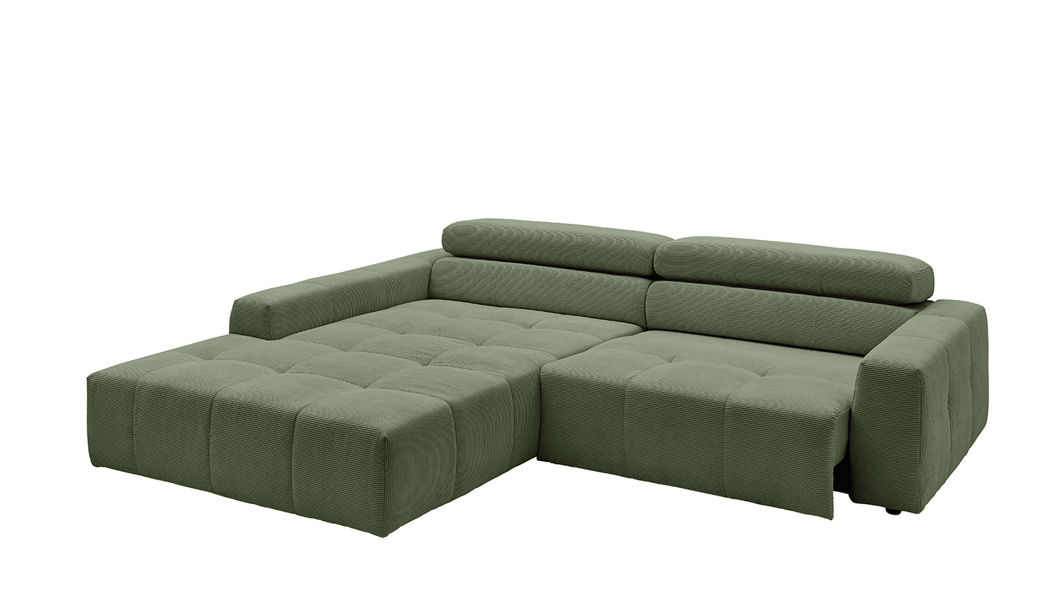 KAWOLA Sofa RENO Ecksofa Feincord olivgrün