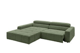 KAWOLA Sofa RENO Ecksofa Feincord olivgrün