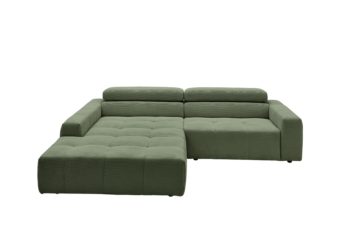 KAWOLA Sofa RENO Ecksofa Feincord olivgrün