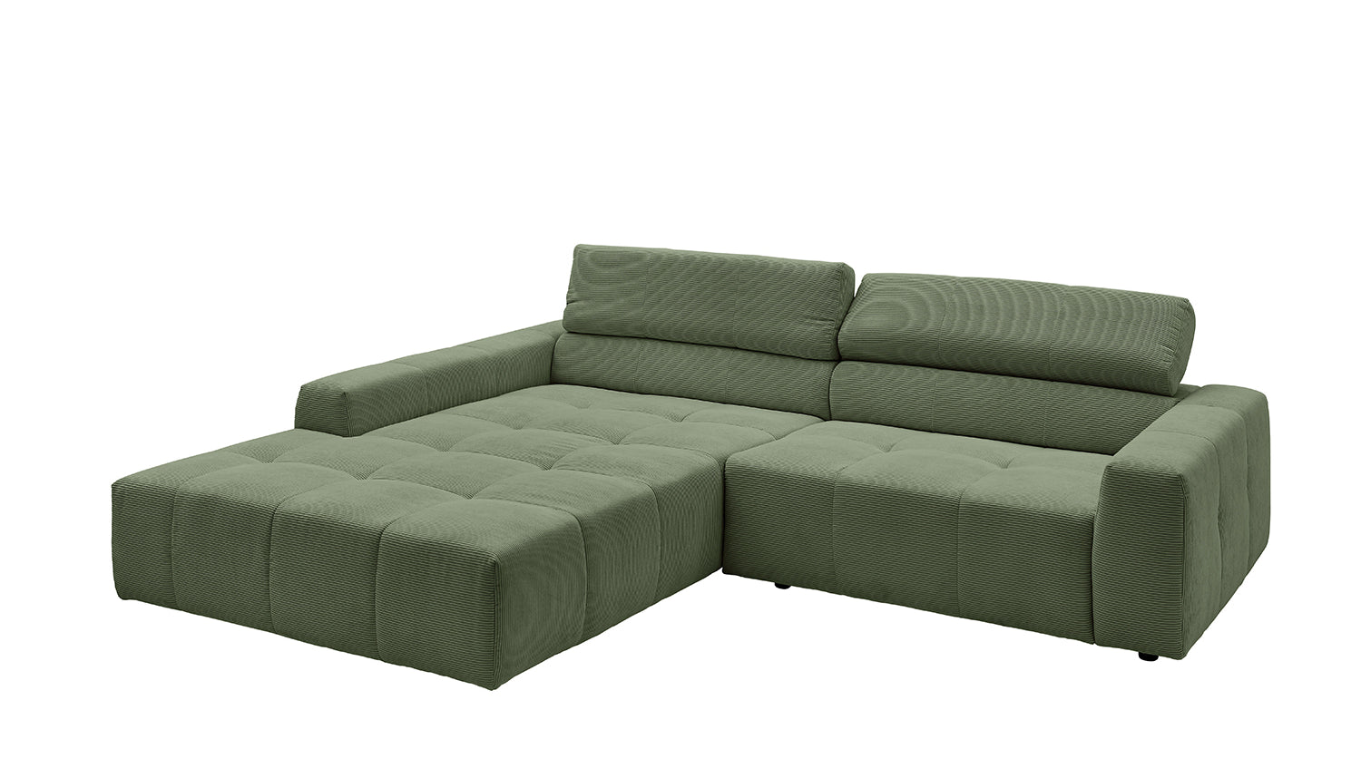 KAWOLA Sofa RENO Ecksofa Feincord olivgrün