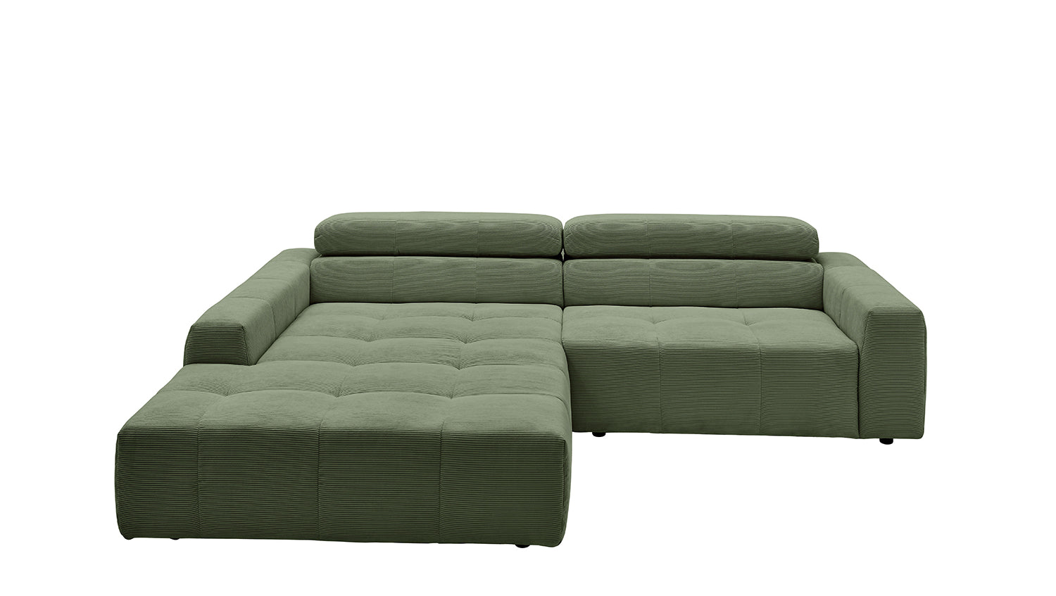 KAWOLA Sofa RENO Ecksofa Feincord olivgrün