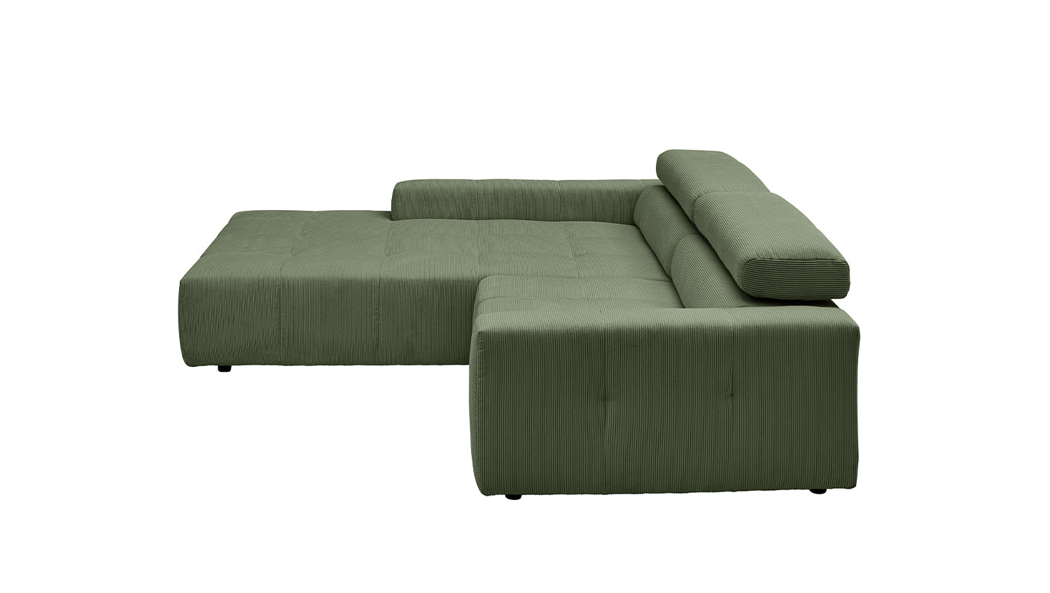 KAWOLA Sofa RENO Ecksofa Feincord olivgrün