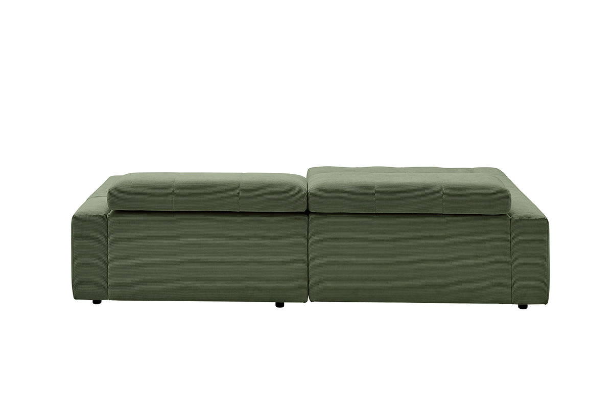 KAWOLA Sofa RENO Ecksofa Feincord olivgrün