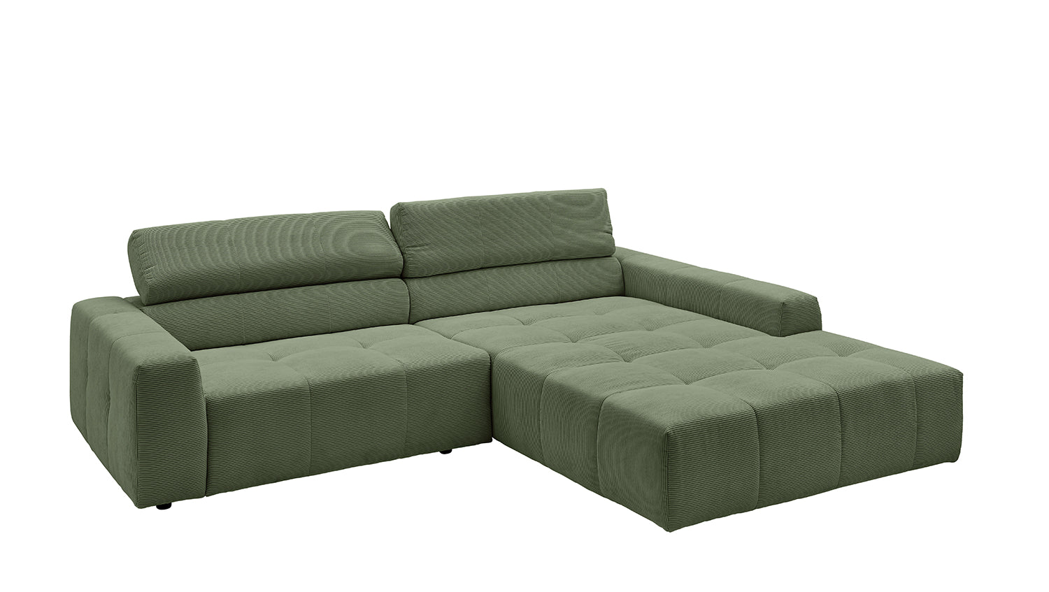 KAWOLA Sofa RENO Ecksofa Feincord olivgrün