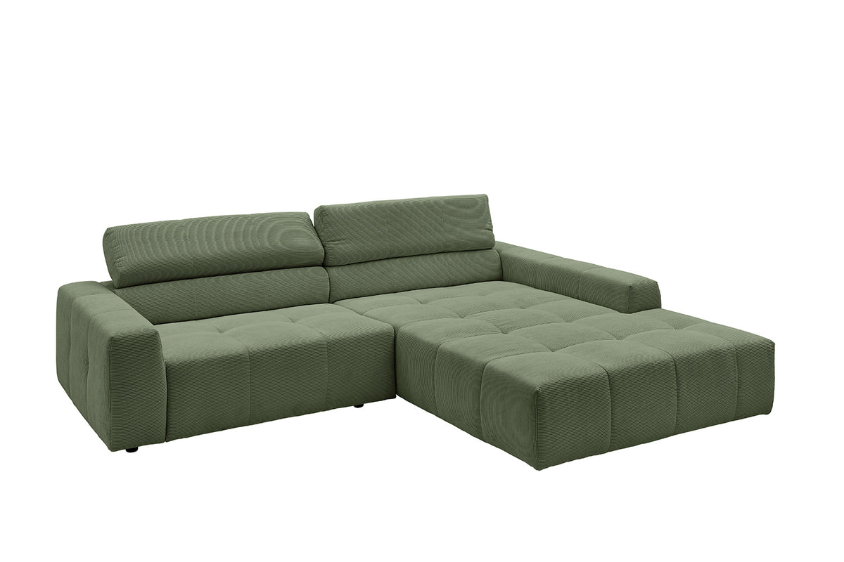 KAWOLA Sofa RENO Ecksofa Feincord olivgrün