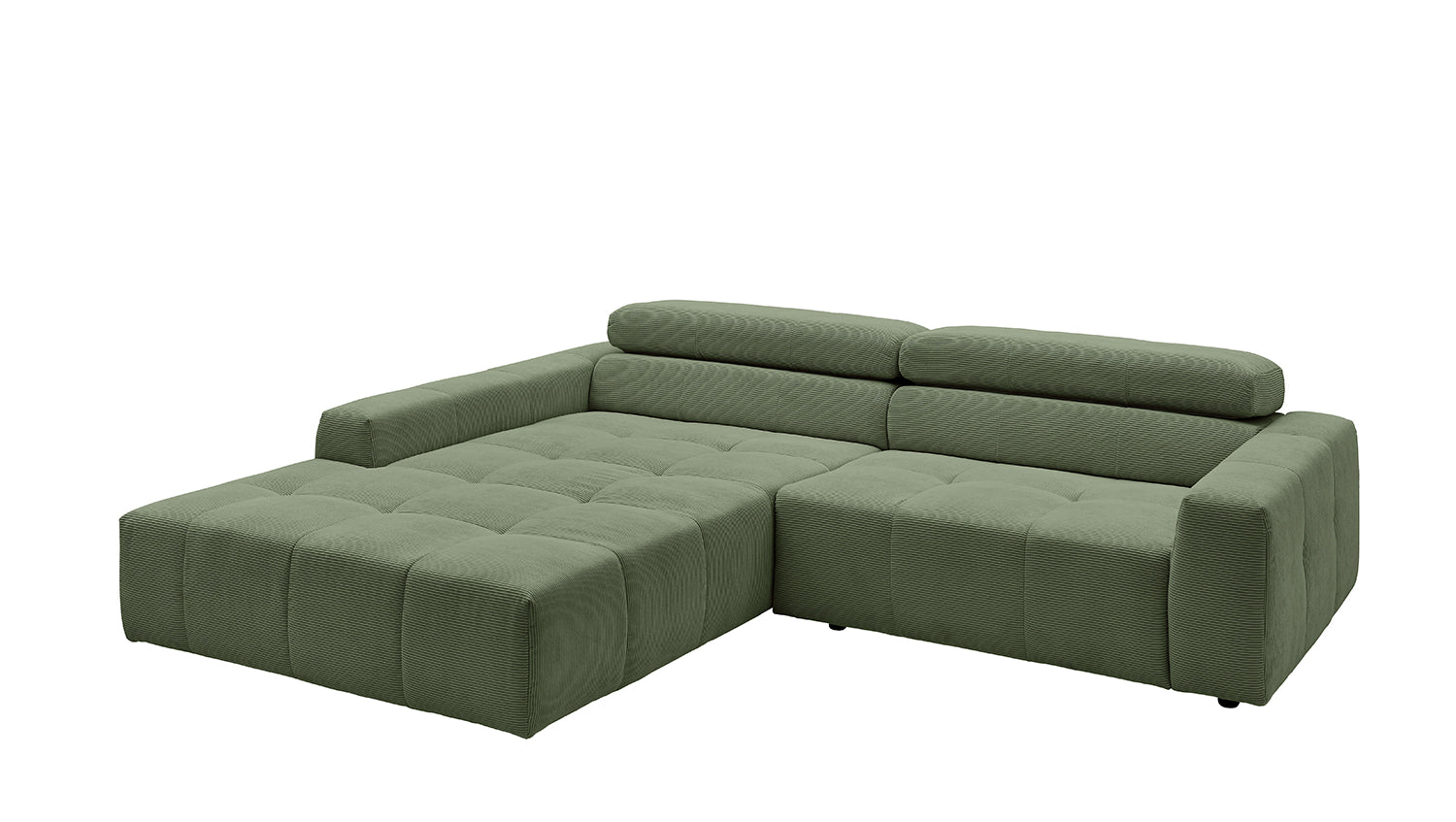 KAWOLA Sofa RENO Ecksofa Feincord olivgrün