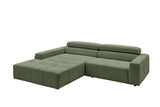 KAWOLA Sofa RENO Ecksofa Feincord olivgrün