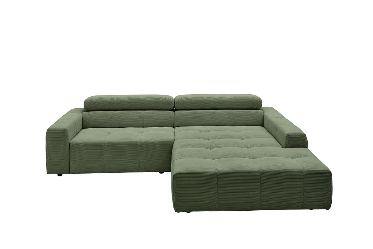 KAWOLA Sofa RENO Ecksofa Feincord olivgrün