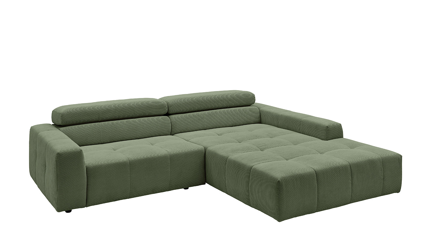 KAWOLA Sofa RENO Ecksofa Feincord olivgrün