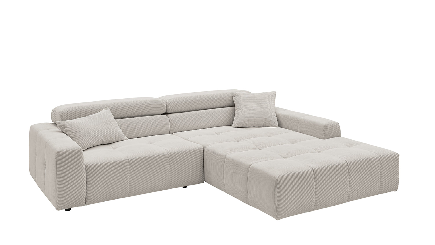 KAWOLA Sofa RENO Ecksofa Feincord silber