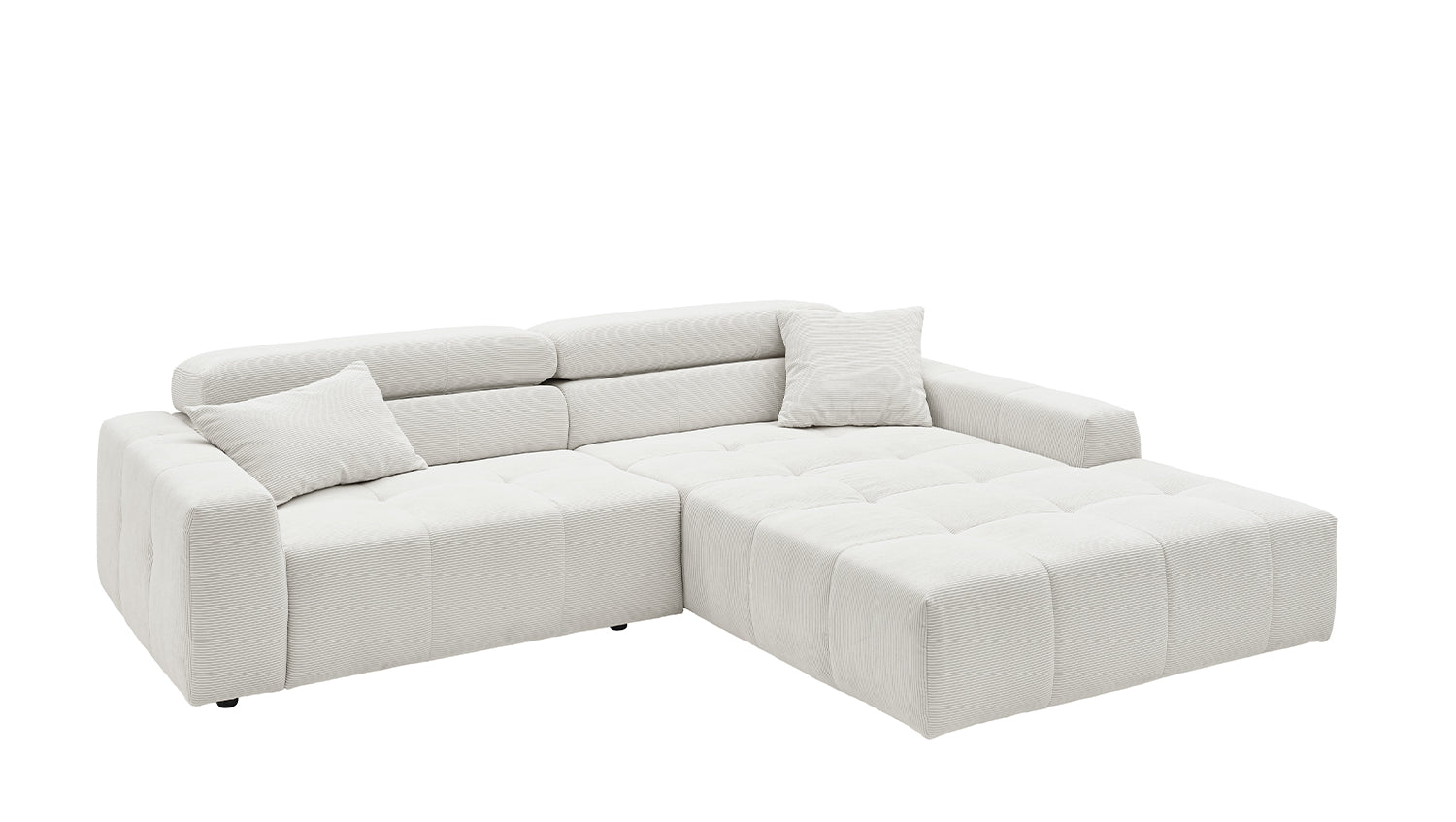 KAWOLA Sofa RENO Ecksofa Feincord weiß