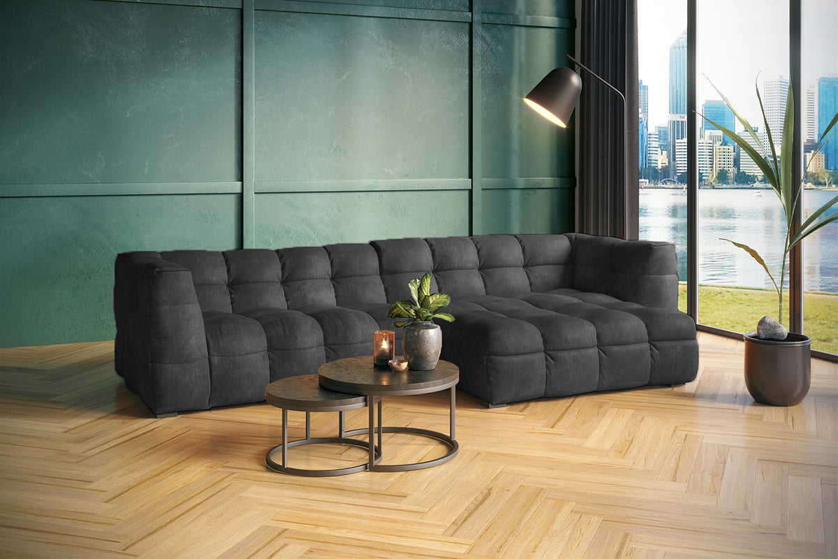 KAWOLA Sofa ROSARIO Ecksofa Velvet anthrazit, Rechts