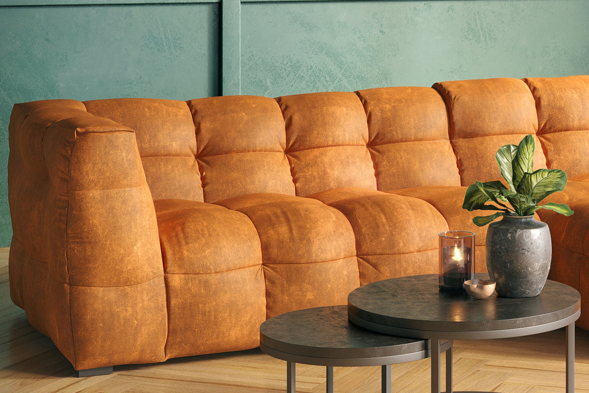 KAWOLA Sofa ROSARIO Ecksofa Velvet gold
