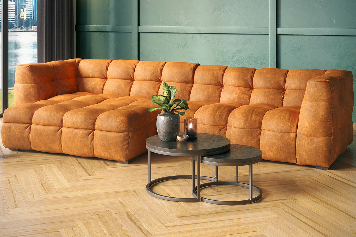 KAWOLA Sofa ROSARIO Ecksofa Velvet gold