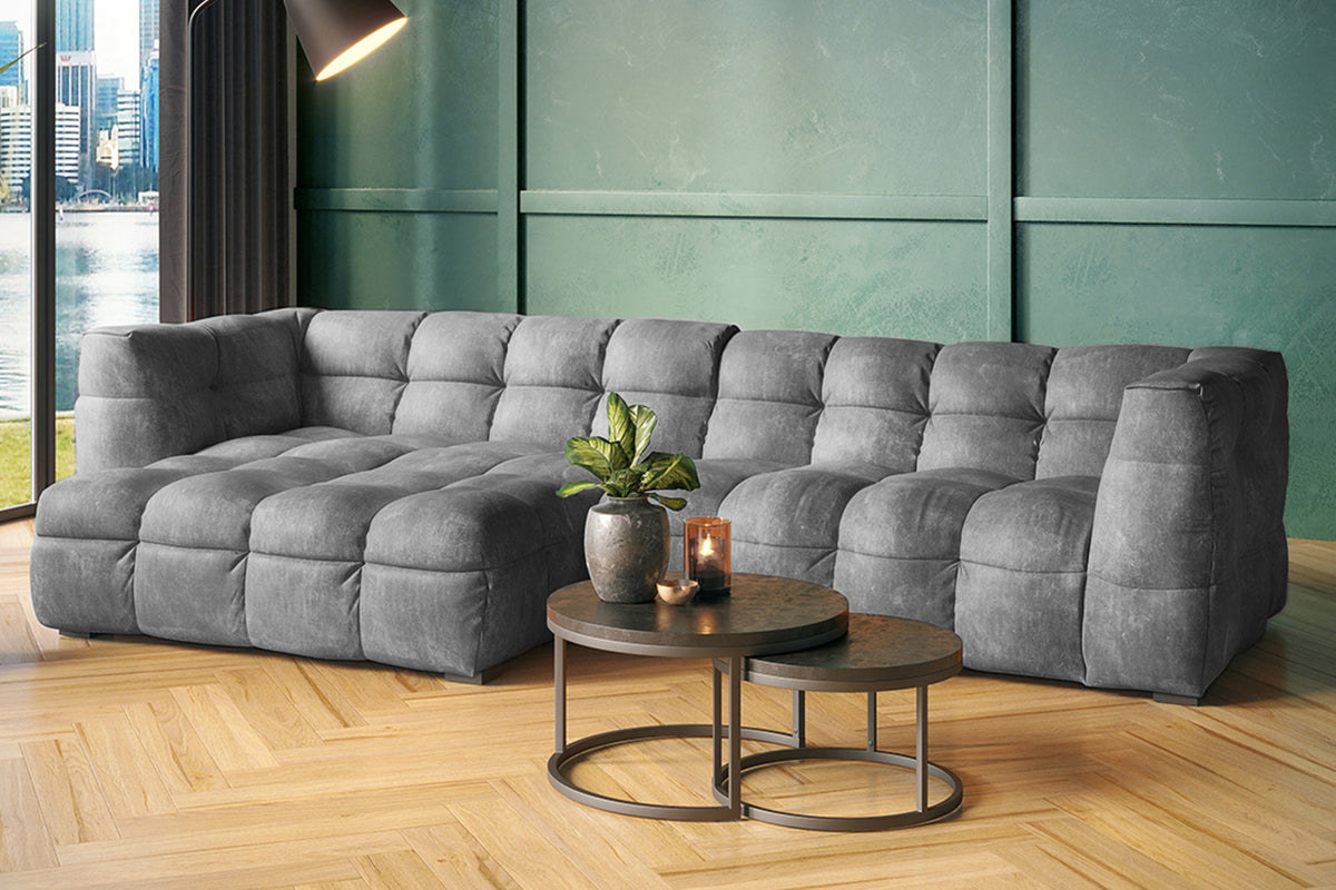 KAWOLA Sofa ROSARIO Ecksofa Velvet hellgrau