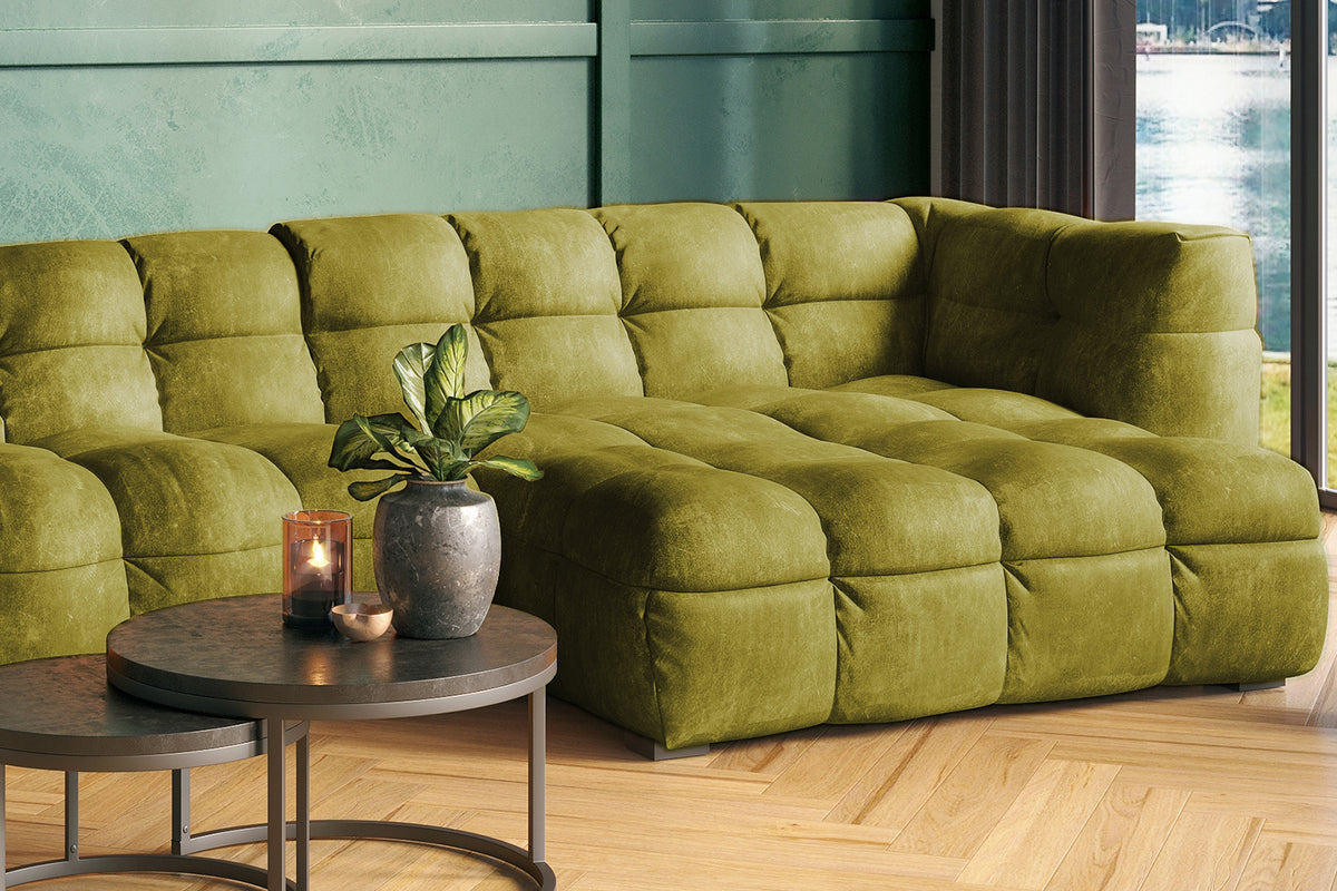 KAWOLA Sofa ROSARIO Ecksofa Velvet moosgrün