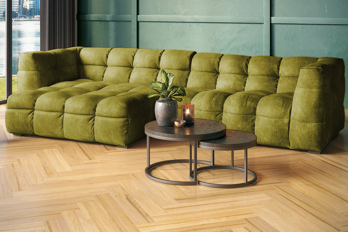 KAWOLA Sofa ROSARIO Ecksofa Velvet moosgrün