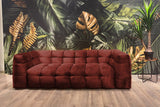 KAWOLA Sofa ROSARIO Velvet bordeaux, 4-Sitzer