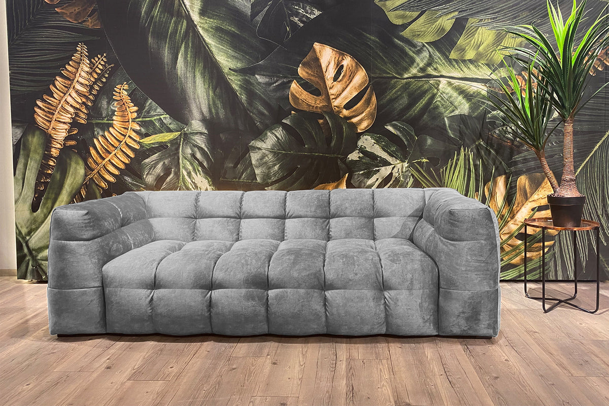 KAWOLA Sofa ROSARIO Velvet hellgrau, 3-Sitzer